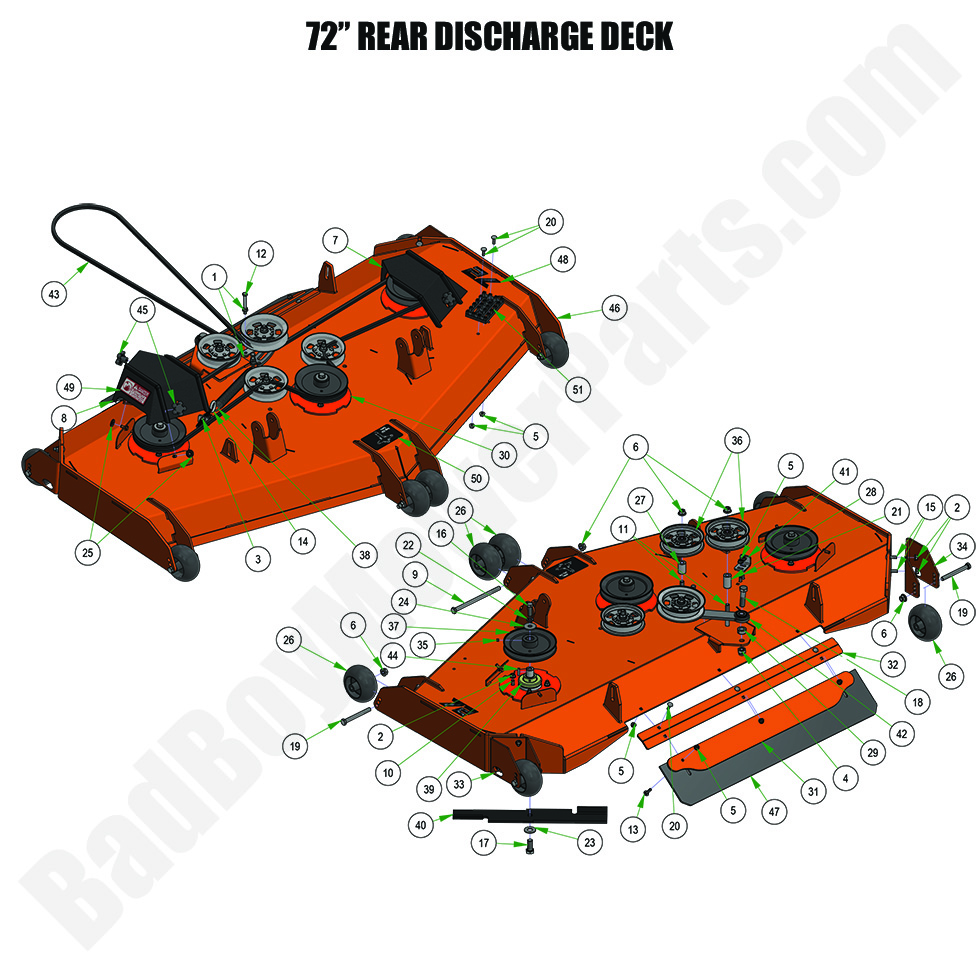 3568 - Bad Boy Mower Parts Lookup > 2024 > Rogue > 72\" Rear Discharge Deck